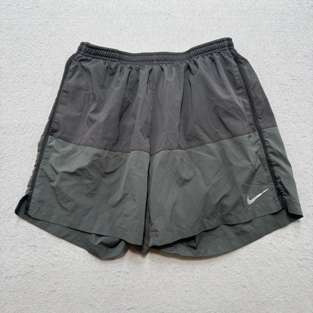 Nike Running Shorts Men's Large Gray Black Dri-FIT Athletic Gym Workout Training